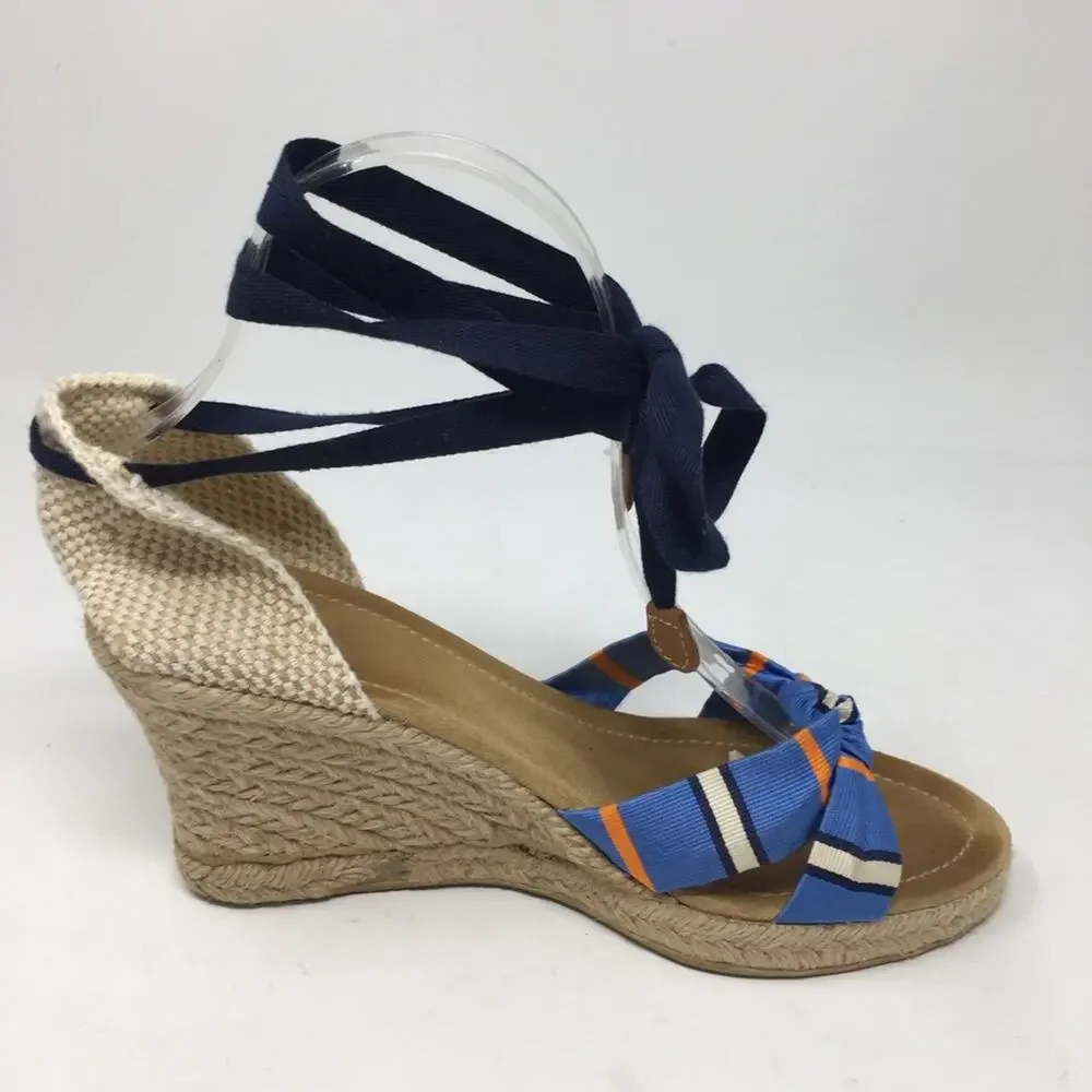 J Crew Blue Stripe Ankle Tie Woven 3